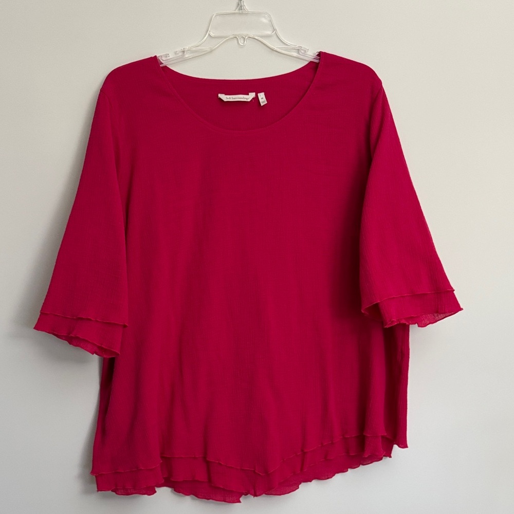 Soft Surroundings Fuchsia Double Layer Cotton Gauze Crinkle Blouse 3x